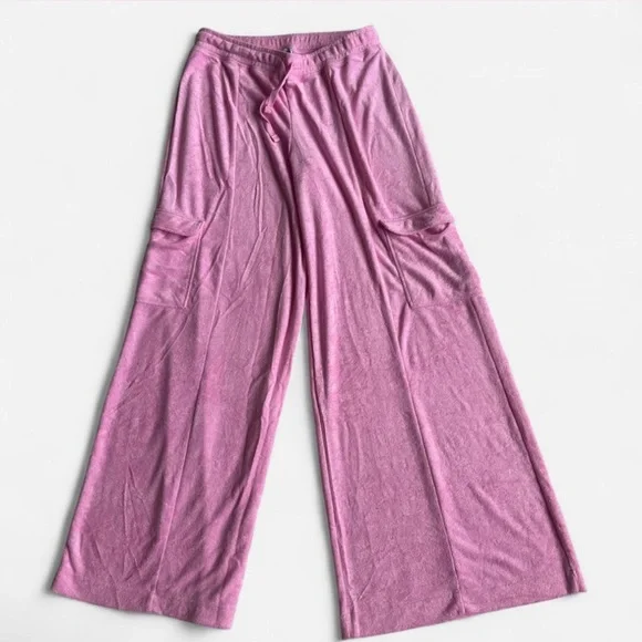 Out from Under by Urban Outfitters Y2K Barbie Pink Velour Cargo Lounge Pants M - Picture 2 of 5